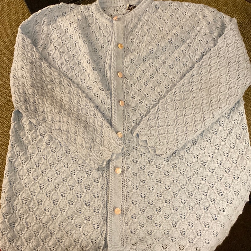 Grandma Style Baby Blue Vintage Sweater